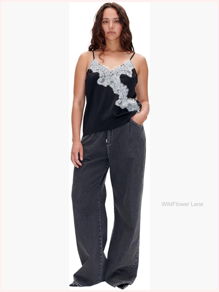 Silk Blend Camisole With Lace Details Adjustable Straps